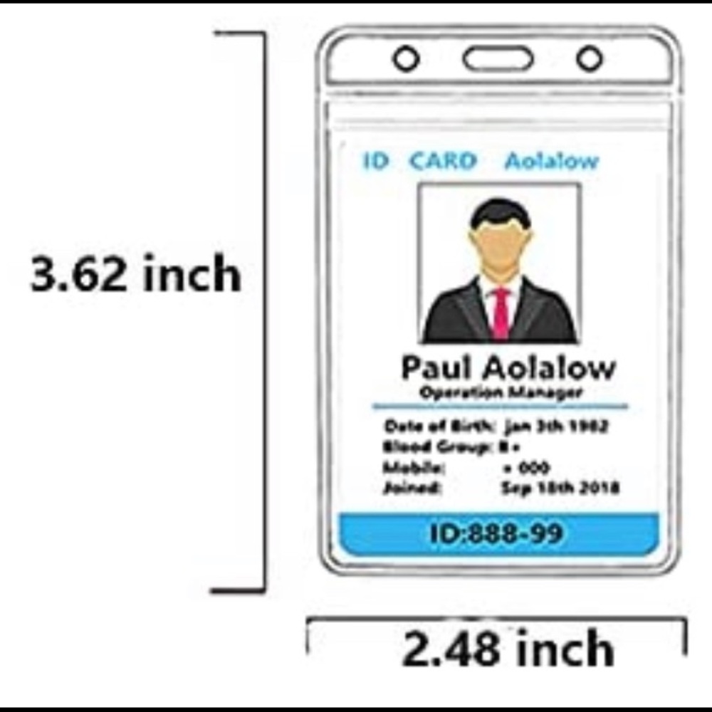 π ID Badge Holder with 1 Clear ID Window - Picture 2 of 8